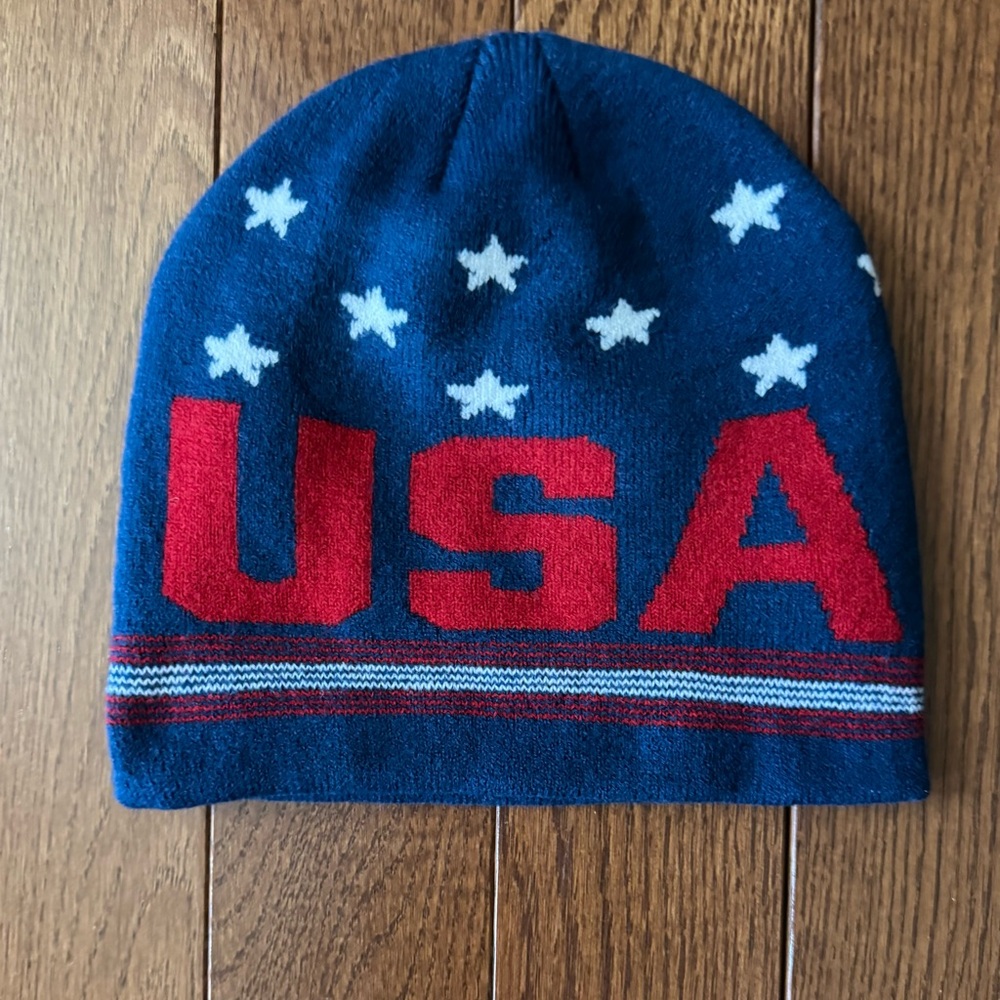 Team Apparel USA Knit Beanie - Navy, Red, White